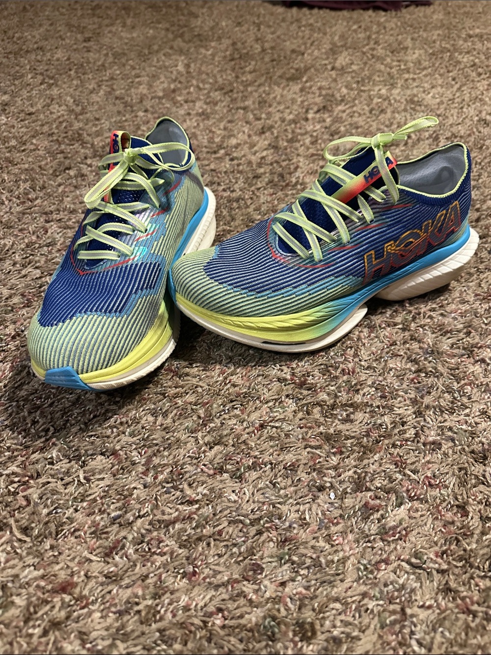 Hoka Women's Blue & Lime Gradient Performance Running Shoes